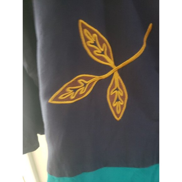 Diane Von Furstenberg Vintage Top Blouse Silk  Embroidered Blue Lagenlook M DVF - Picture 2 of 9